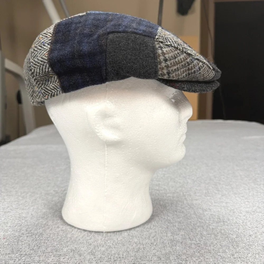 Mucros Weavers Trinity Patchwork Flat Cap Mens Large Wool Tweed Hat Ireland Blue